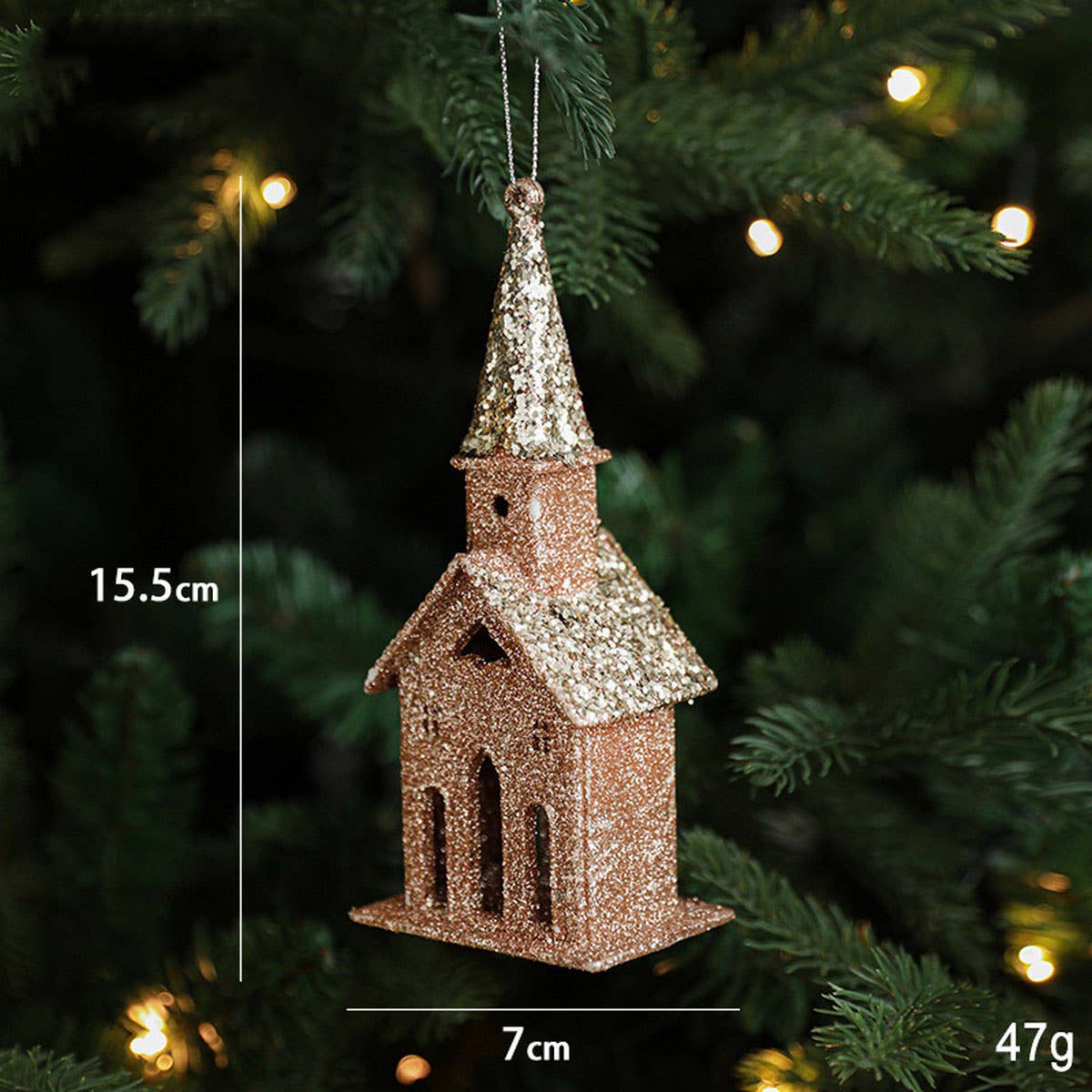 Glitter Reindeer House Christmas Tree Ornament