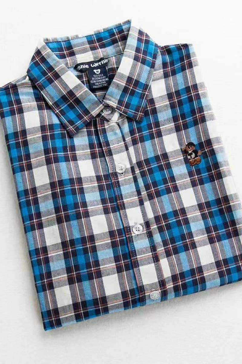 CWTSTL2245_LONG-SLEEVED COTTON THIN PLAID BOTTOMING SHIRT