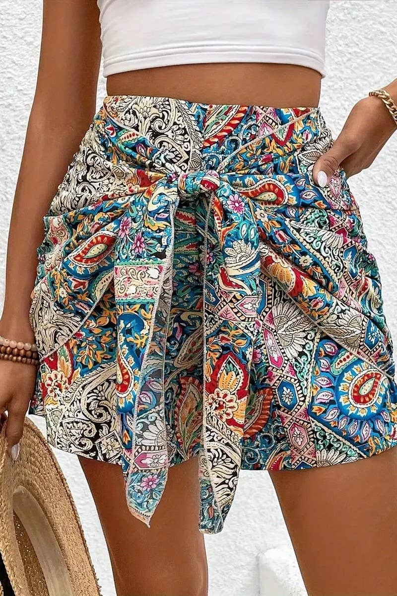 CWBSS0488_BOHEMIAN PRINTED HIGH WAIST SHORTS