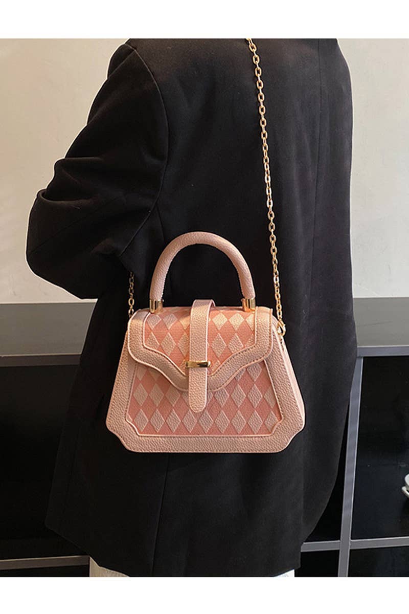 PLAID BOX HANDLE CROSS CHAIN SMALL BAG_CWAB0528