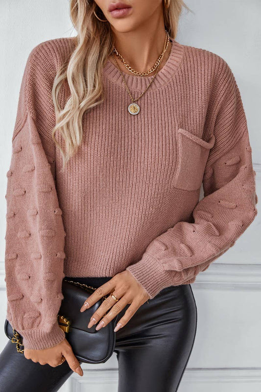CWOSWL2882_SOLID POCKET PULLOVER KNIT SWEATER