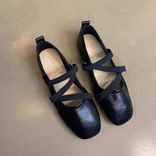 Red Cross-Strap Mary Jane Flats for Women_CWSHF0063