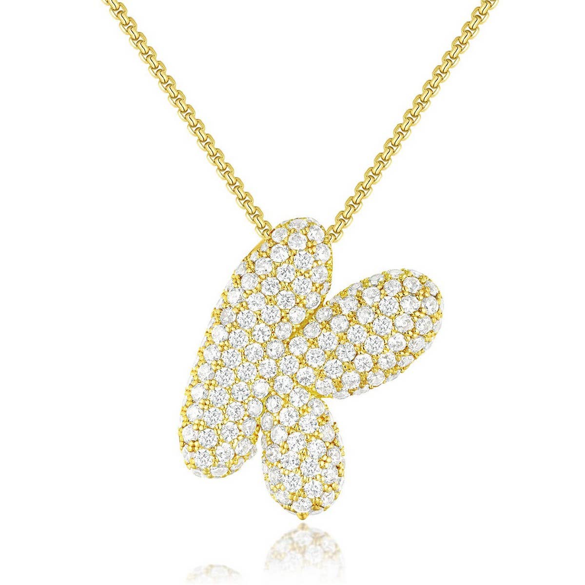 Fashionable Pendant Necklace - Zirconia Letters