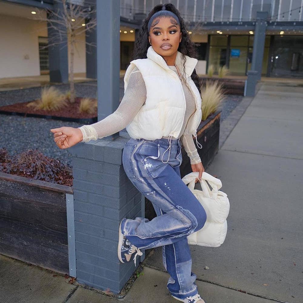 DOUBLE-SIDED CONTRASTING COLORS ZIPPER WARM VEST