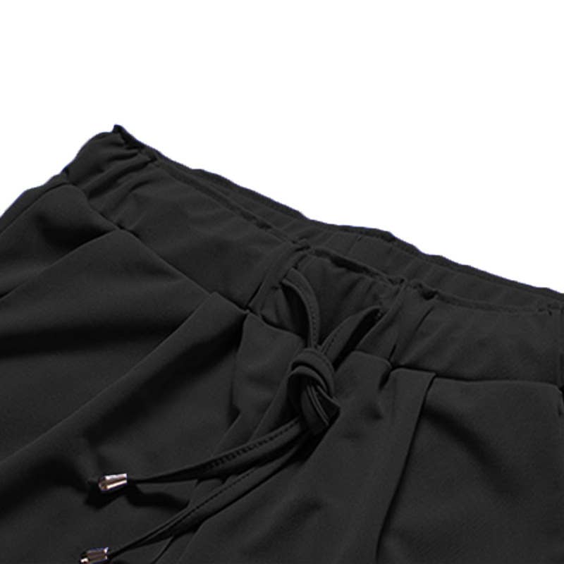 ELASTIC-WAISTED HIGH-WAISTED STRETCH HAREN PANTS