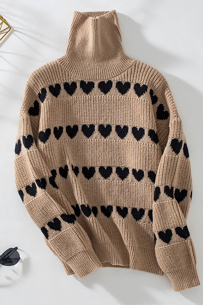 CWOSWL2872_LAPEL HEART PULLOVER LONG SLEEVE KNITTED SWEATER
