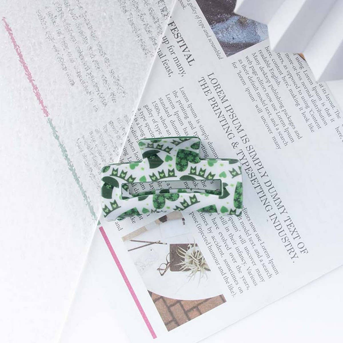 CWAHA1319_ELEGANT GREEN SERIES HAIR CLAW CLIP