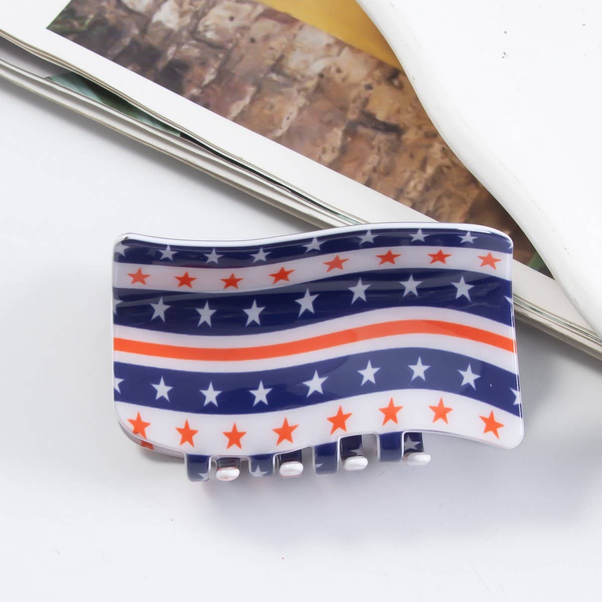 CWAHA1242_4TH OF JULY FLAG SERIES HAIR CLAW CLIP