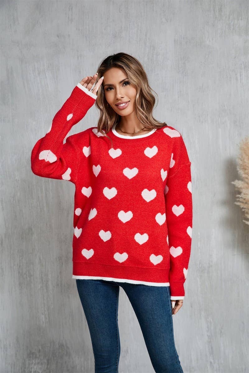 CWOSWL5761_LOVE JACQUARD VALENTINE'S DAY KNITTED SWEATER