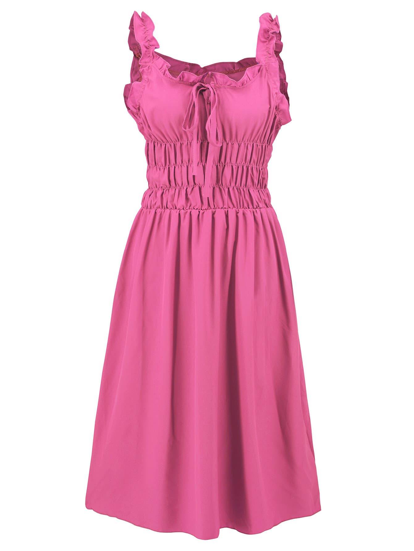 Casual Solid Color Waist-Tie Long Maxi Dress