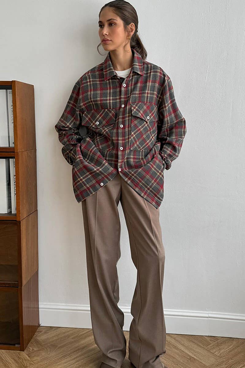 CWTBLL00577_RETRO PLAID CASUAL LONG SLEEVE SHIRT JACKET