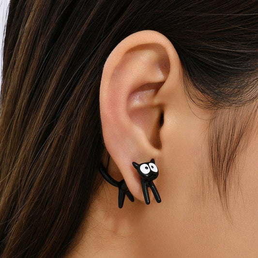 PERSONALIZED CUTE KITTEN INTERSPERSED EARRINGS_CWAJE2446