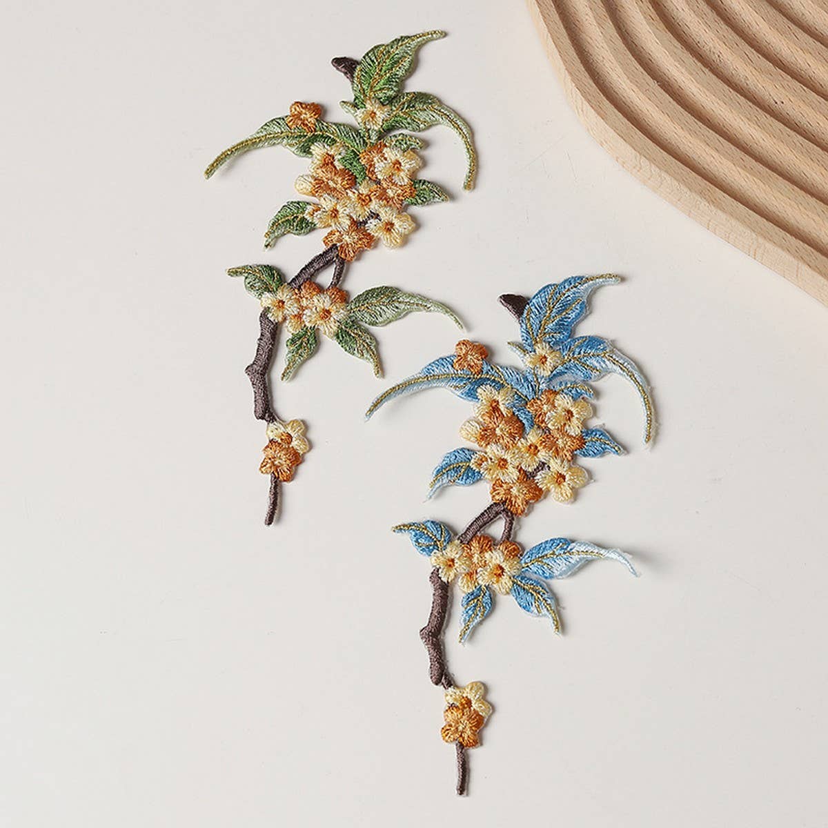 3D Osmanthus Embroidered Iron-On Patch for Repair_CWMM5914
