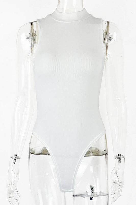 CWSJS1377_SUMMER SEXY HALF TURTLENECK SLEEVELESS BODYSUIT