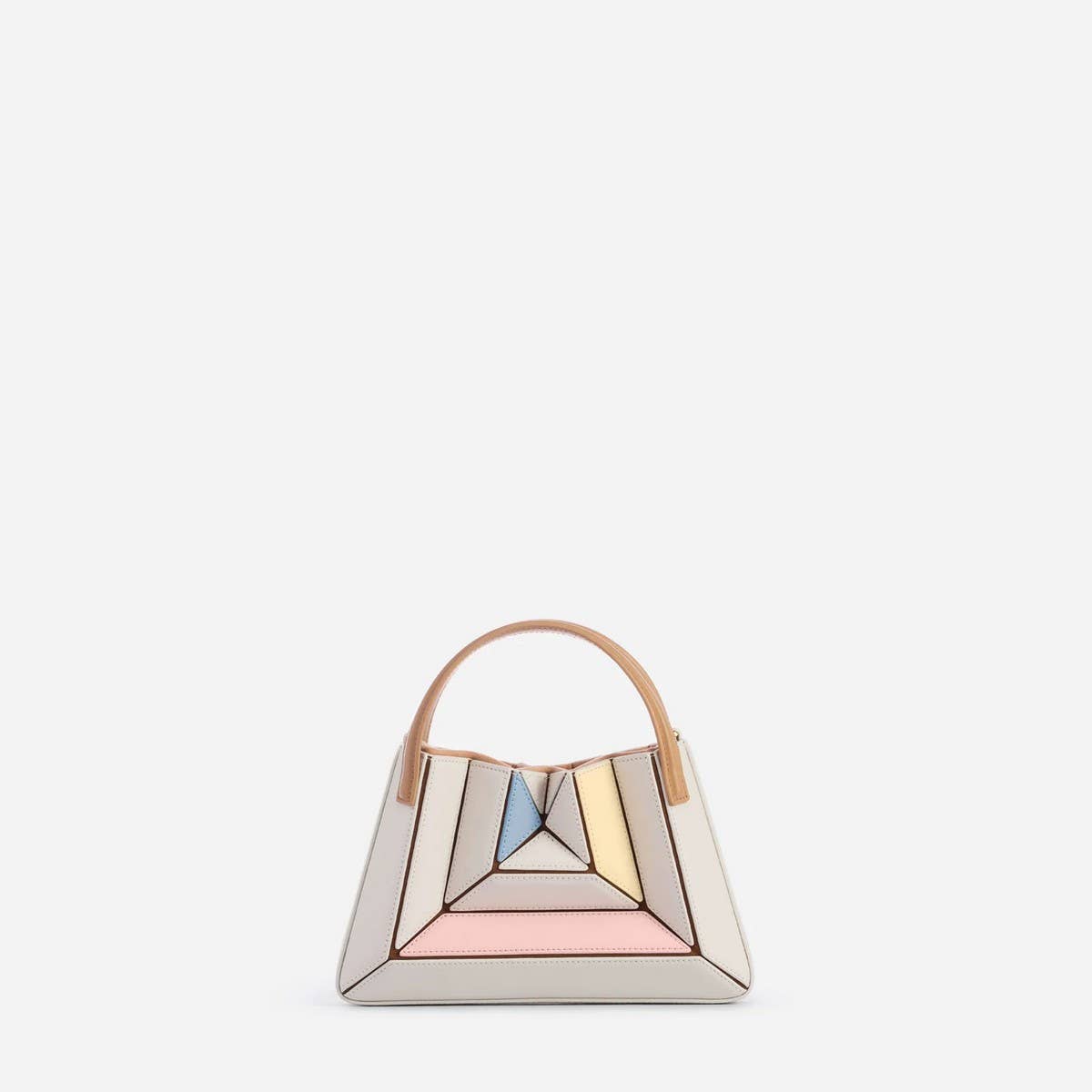 TRIANGULAR FOLDIN BAG MULTI-COLOR STITCHING HANDBAG_CWAB1939