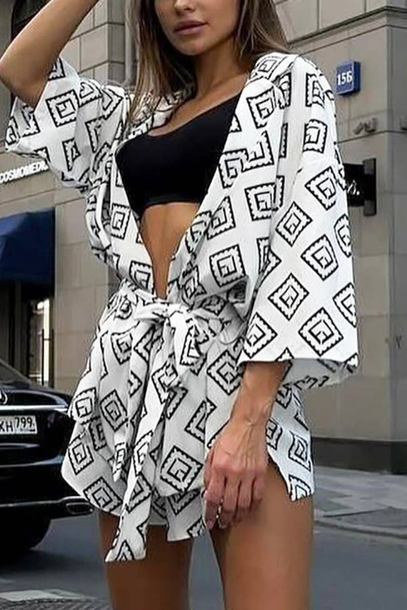 CWSPJ0371_PRINTED LONG-SLEEVED ROBE AND SHORTS PAJAMA SET