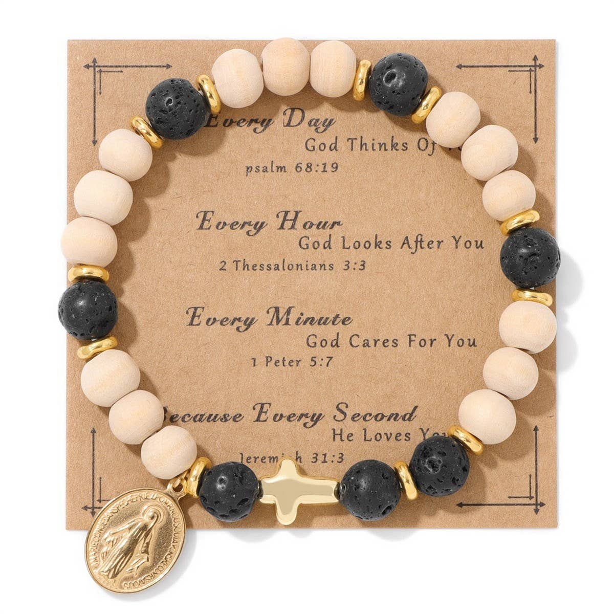 CROSS WOODEN BEADS RETRO SIMPLE BRACELET