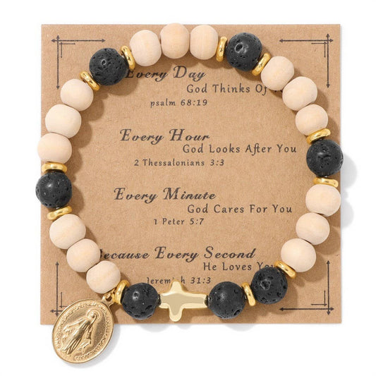 CROSS WOODEN BEADS RETRO SIMPLE BRACELET