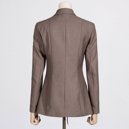 Sexy V-Neck Lace-Up Waist Blazer with Asymmetry