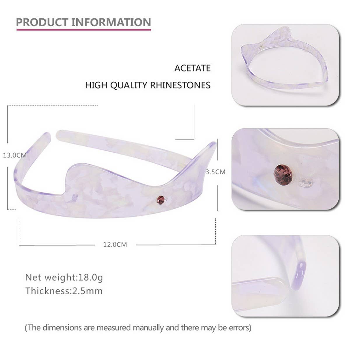 CUTE SIMPLE ACETATE BOW HEADBAND HAIRPIN
