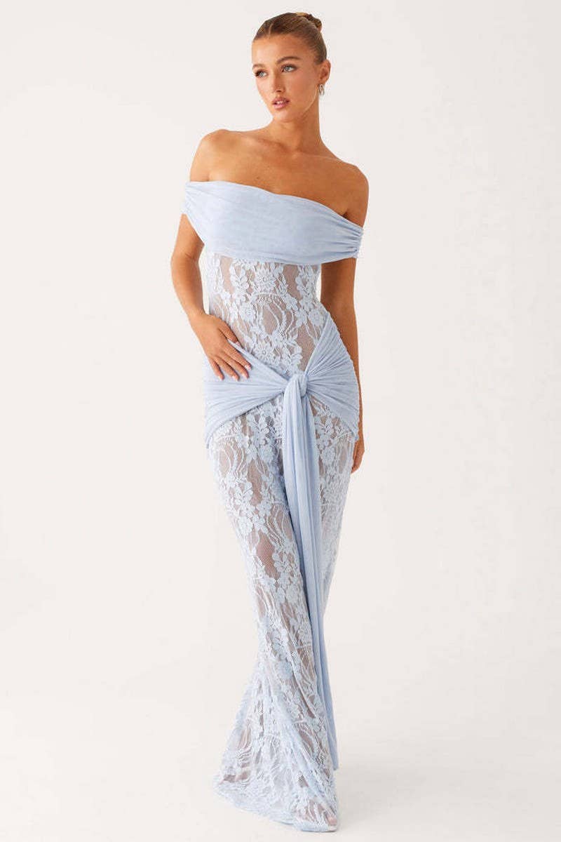 CWDMD6013_SEXY LACE HOLLOW SHEER STRAP BODYCON DRESS