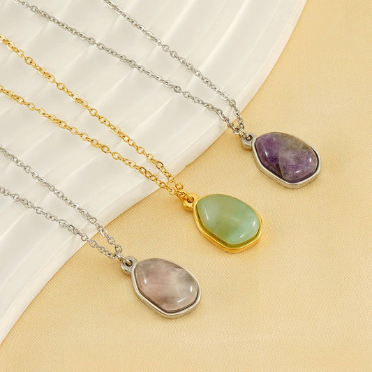 CWAJE1945_Simple Irregular Stainless Steel Necklace Gold