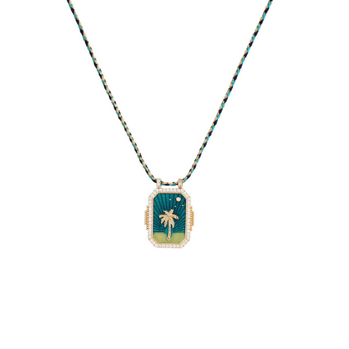 COLORFUL BRAIDED ZIRCONIA PENDANT NECKLACE