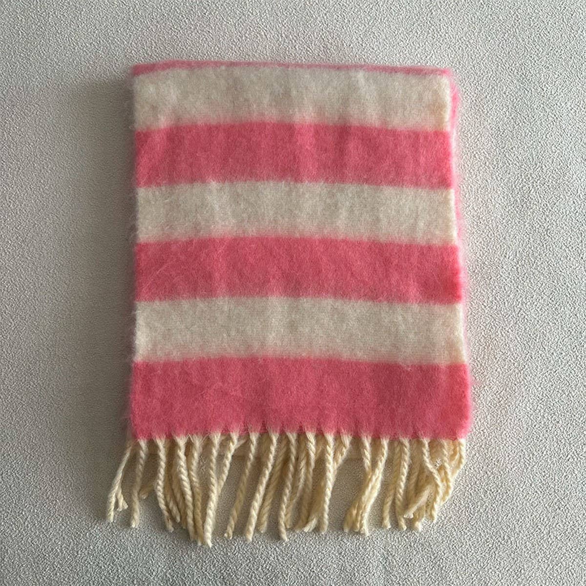 Blue-Brown Stripe Scarf - Thick Winter Wrap_CWASC2332