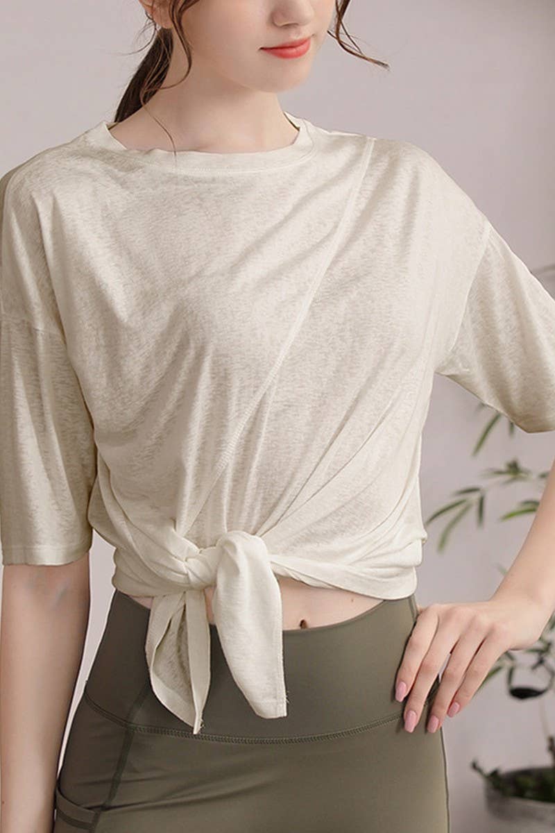 CWTSTS0393_ROUND NECK SHORT SLEEVE YOGA TOP