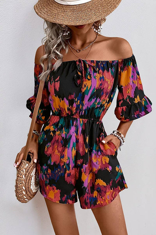CWSJS1683_OFF SHOULDER RUFFLE SLEEVE HIGH WAIST JUMPSUIT