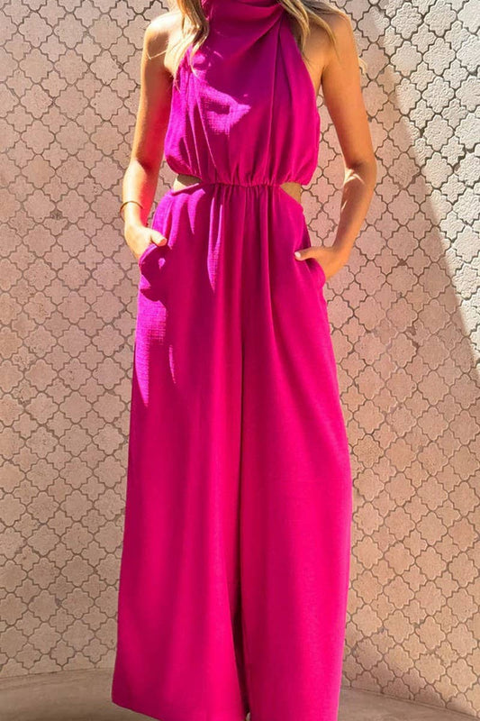 CWSJS1527_SOLID HALTER TIE-BACK JUMPSUIT WITH WIDE LEGS