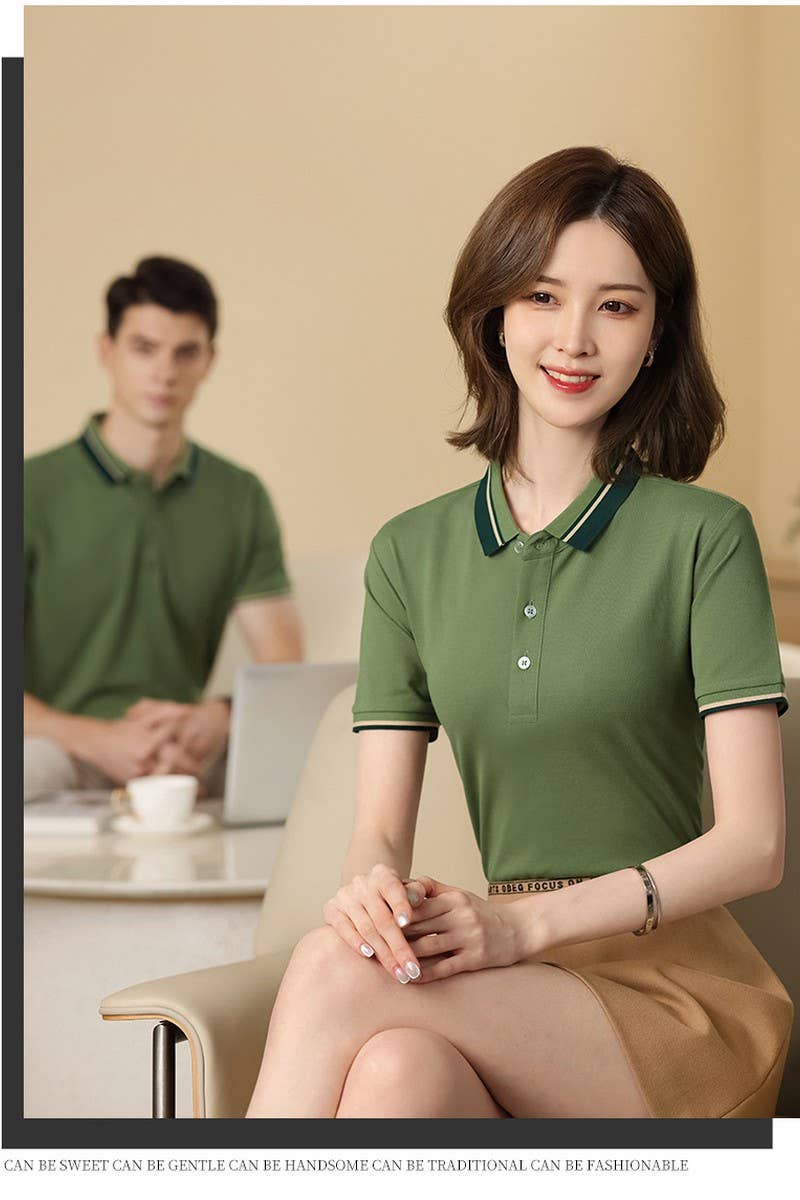 CWTBLS02440_CONTRAST COLLAR SHORT SLEEVE POLO SHIRT