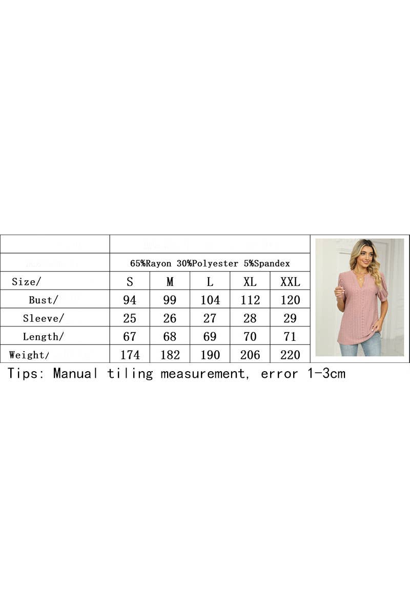 CWTTS1354_SUMMER CASUAL V-NECK SOLID COLOR LOOSE T-SHIRT