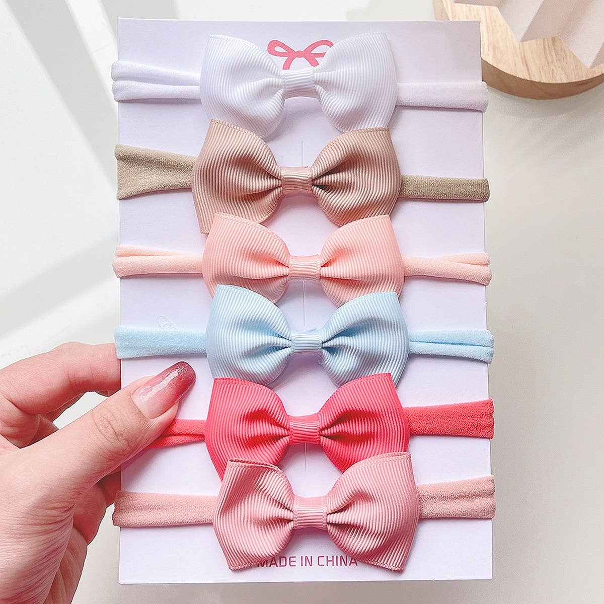 Kids Bow Headband Set ? Elastic Nylon No Marks