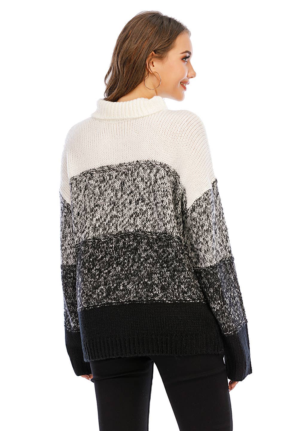 COLOR CONTRAST PATCHWORK THICKENED SWEATER