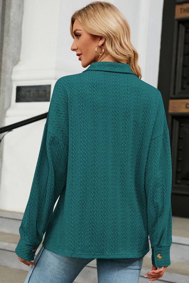 CWTSTL2218_LAPEL BUTTON DOWN LONG SLEEVE SHIRT TOP