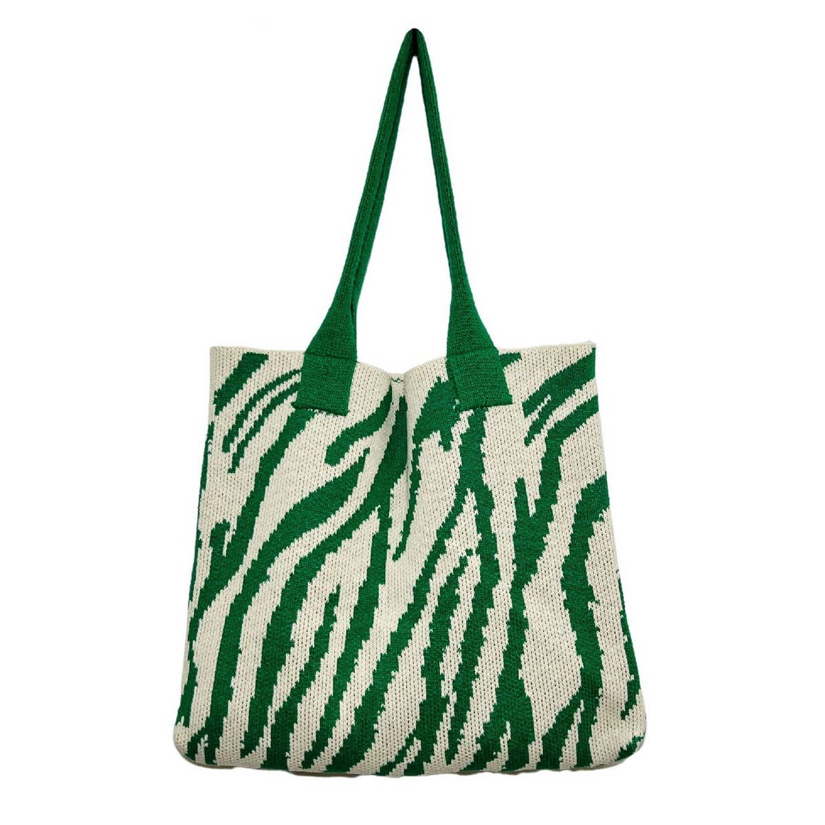 CWAB1955_STYLISH KNITTED STRIPED TOTE BAG