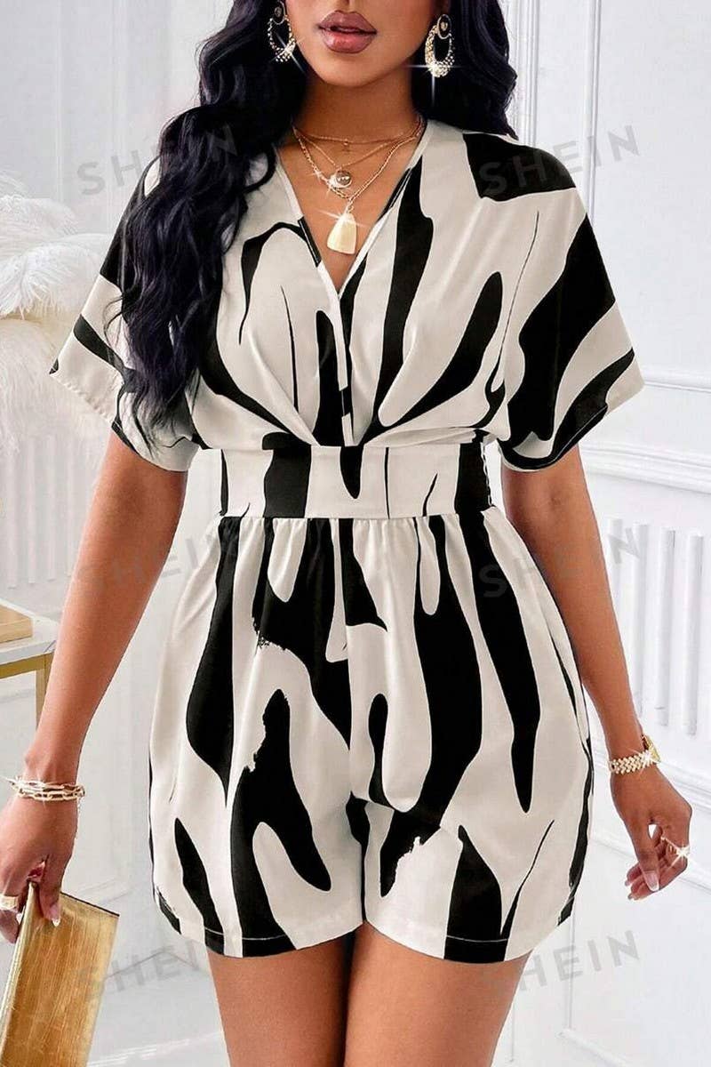 CWSJS1671_PRINTED CROSS NECK HIGH WAIST JUMPSUIT
