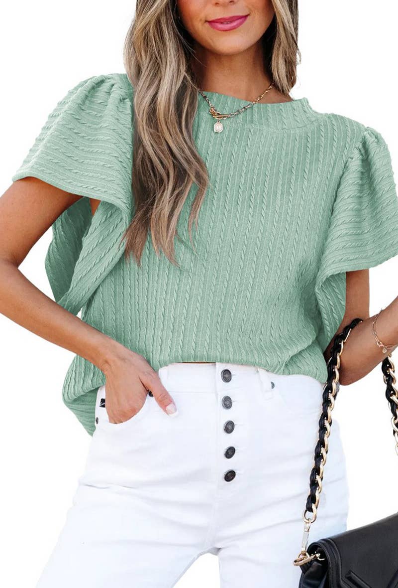 CWTBLS1811_SUMMER DOUBLE-LAYER RUFFLE SHORT-SLEEVED T-SHIRT