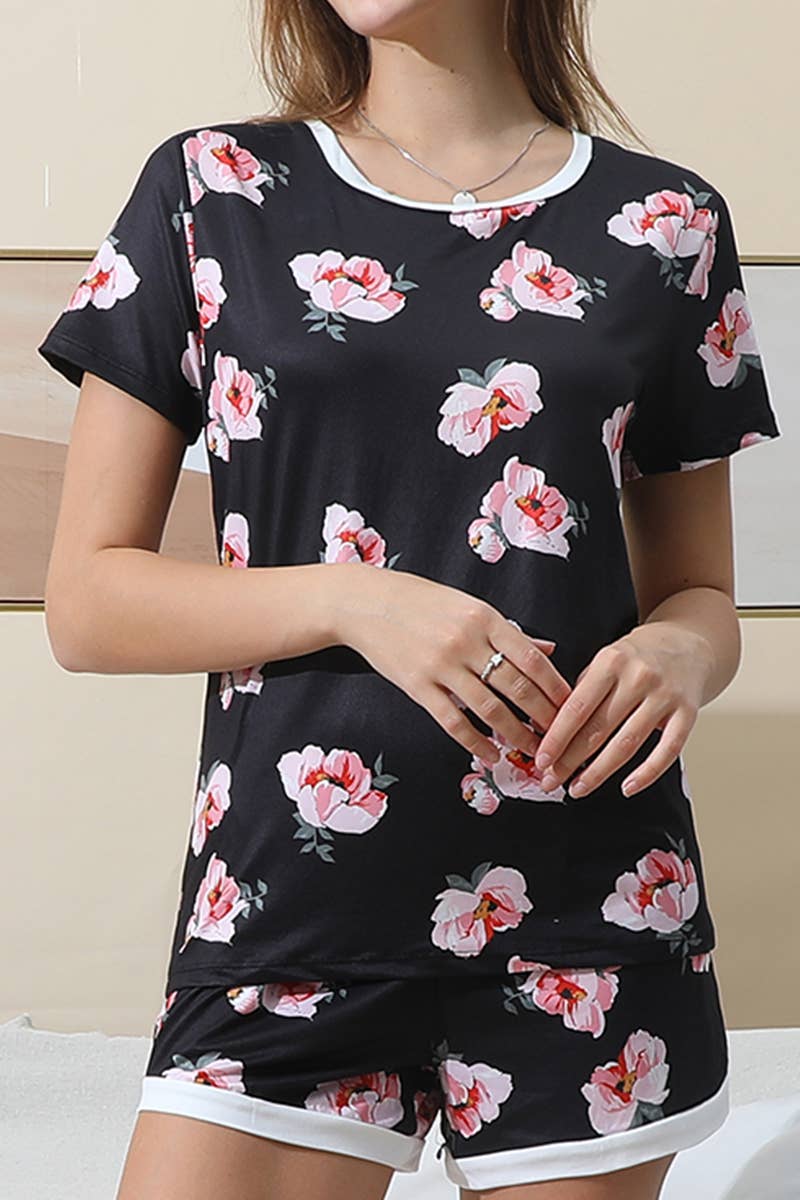 CWSPJ031-P_SHORT SLEEVE TOP WITH SHORTS PAJAMA SET