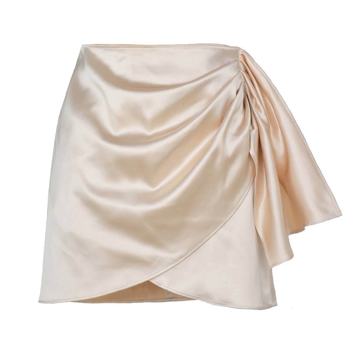 IRREGULAR ZIPPER SKIRT SATIN HIGH WAIST MINI SKIRT_CWAB4809