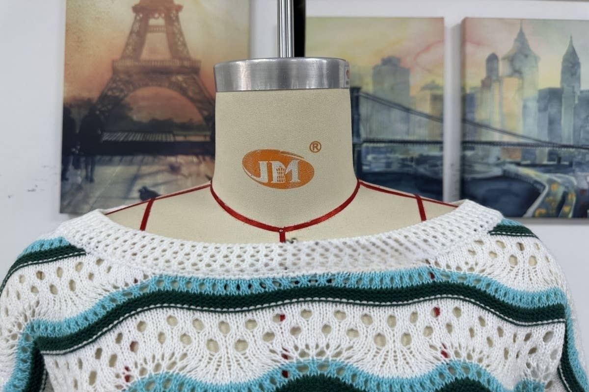 CWOSWL603 Flare Sleeved Round neck Hollowed Out Sweater