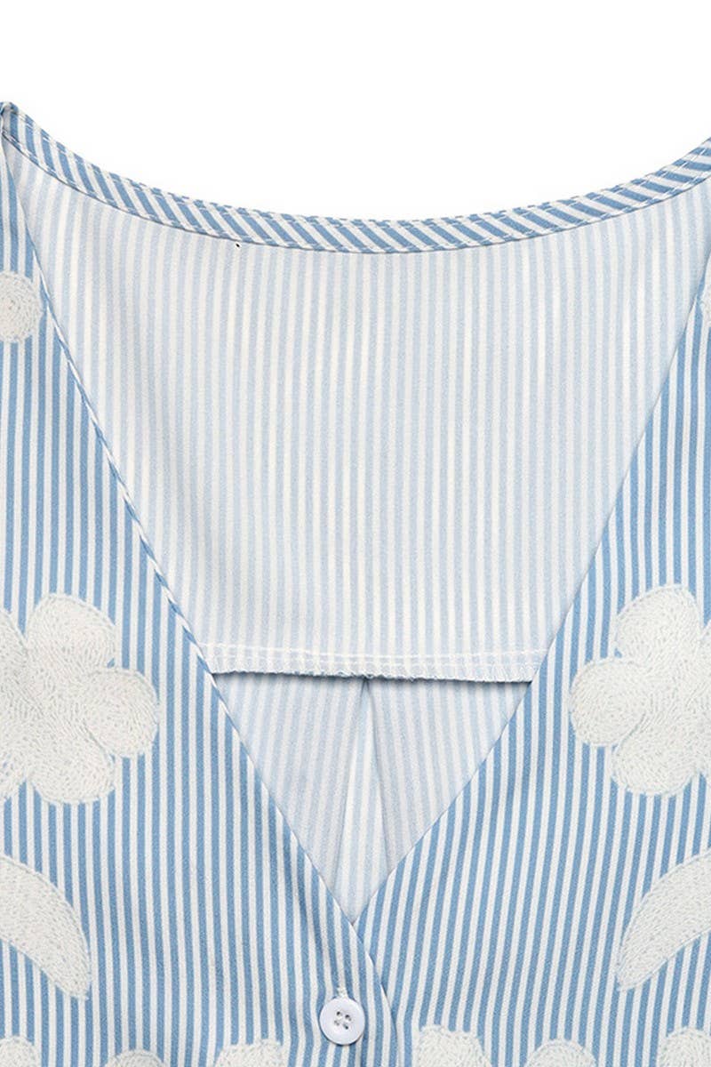 CWTBLS2291_V-NECK LOOSE FIT PRINTED SHORT SLEEVE TOP