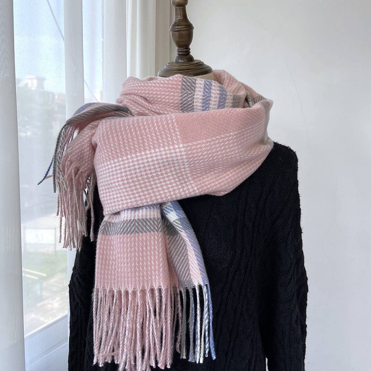 Plaid Wool-Blend Scarf ??Winter Wrap for Women_CWASC1457