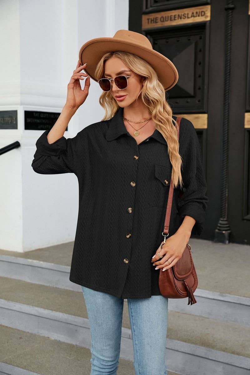 CWTSTL2066_LAPEL BUTTON POCKET LONG SLEEVE SHIRT COATS