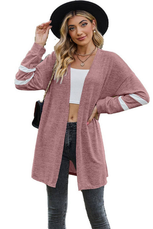 CWOCAL2264_AUTUMN AND WINTER CONTRAST COLOR KNITTED JACKET