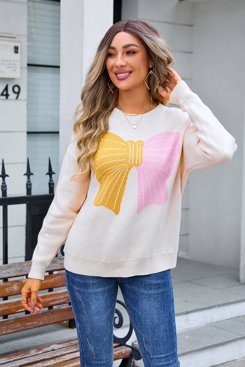 CWOSWL3101_BOW COLORBLOCK PULLOVER SWEATER