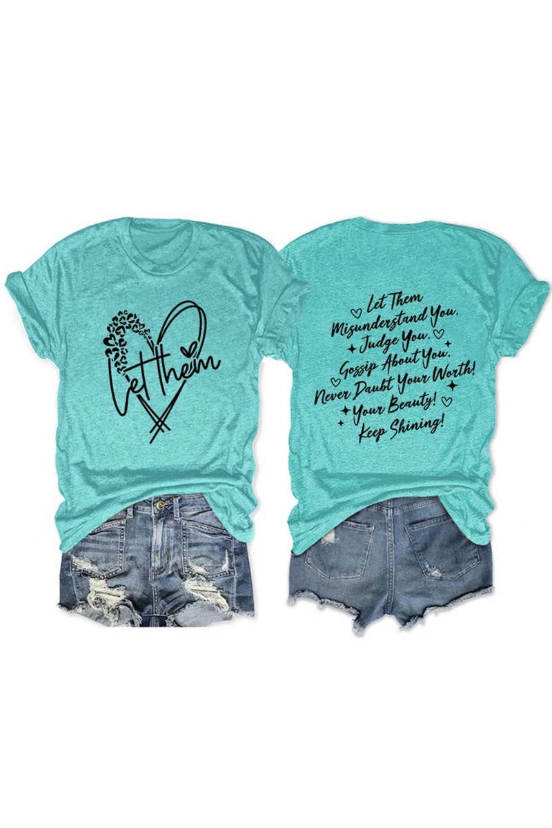 CWTTS1559_SUMMER NEW LETTER HEART PRINT CASUAL SHORT SLEEVES