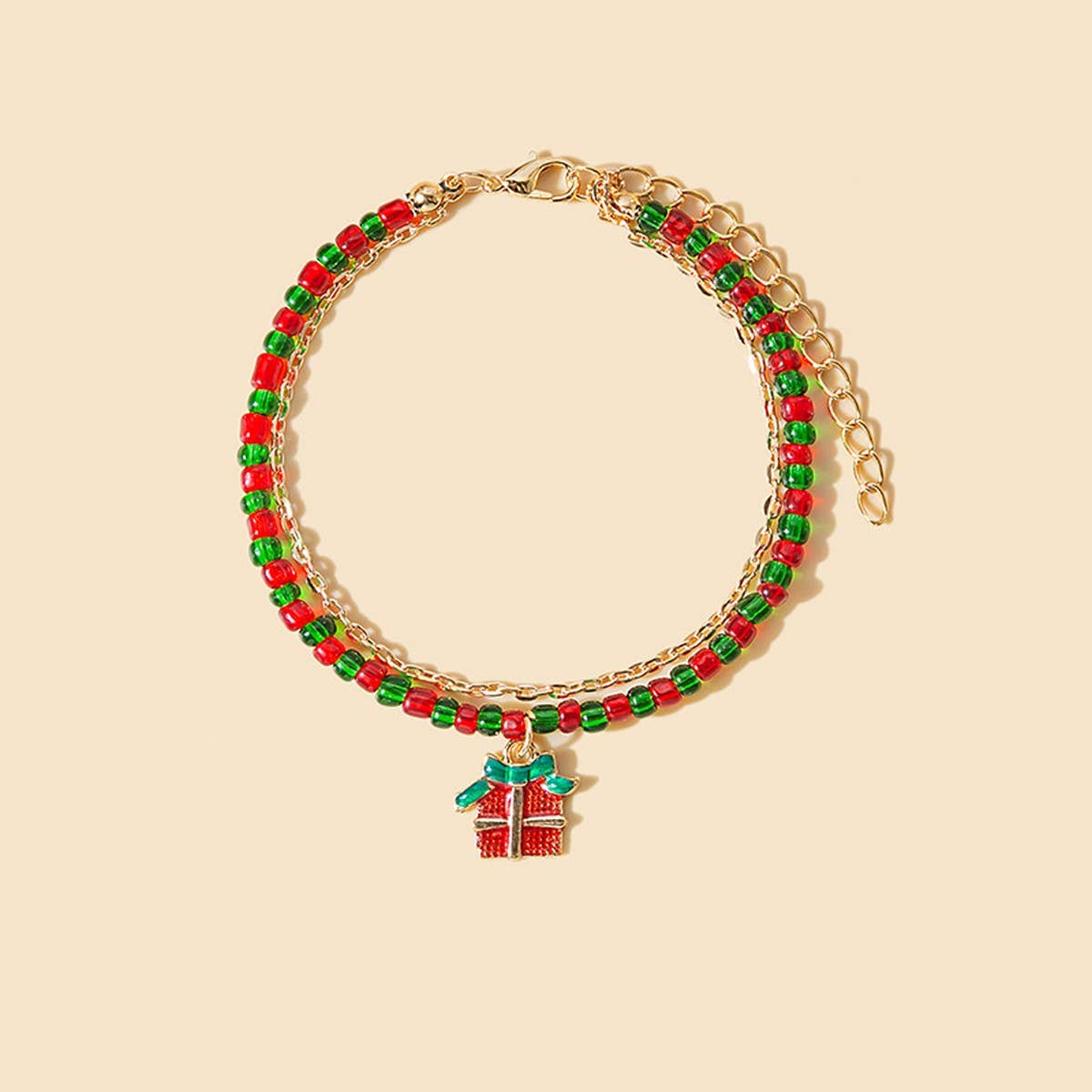 CHRISTMAS COLORBLOCK HANDMADE BEADED BRACELET