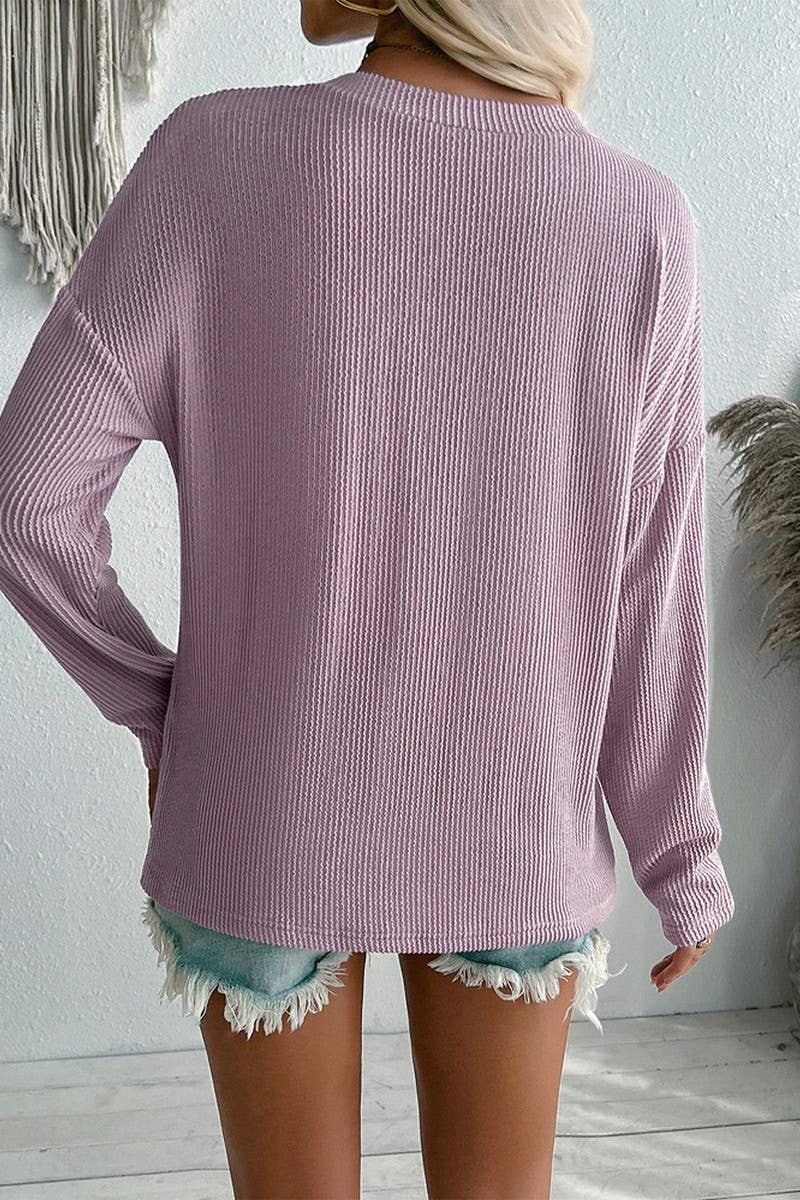 CWTBLL1651_CASUAL V-NECK POCKET LONG-SLEEVED SWEATER